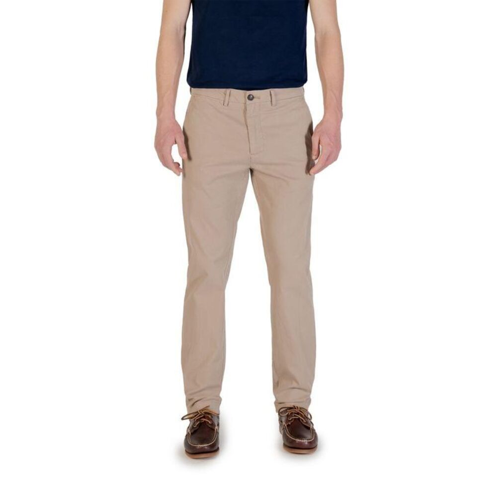 Borghese Cotton Skinny Fit Pants Men Beige Bottoms